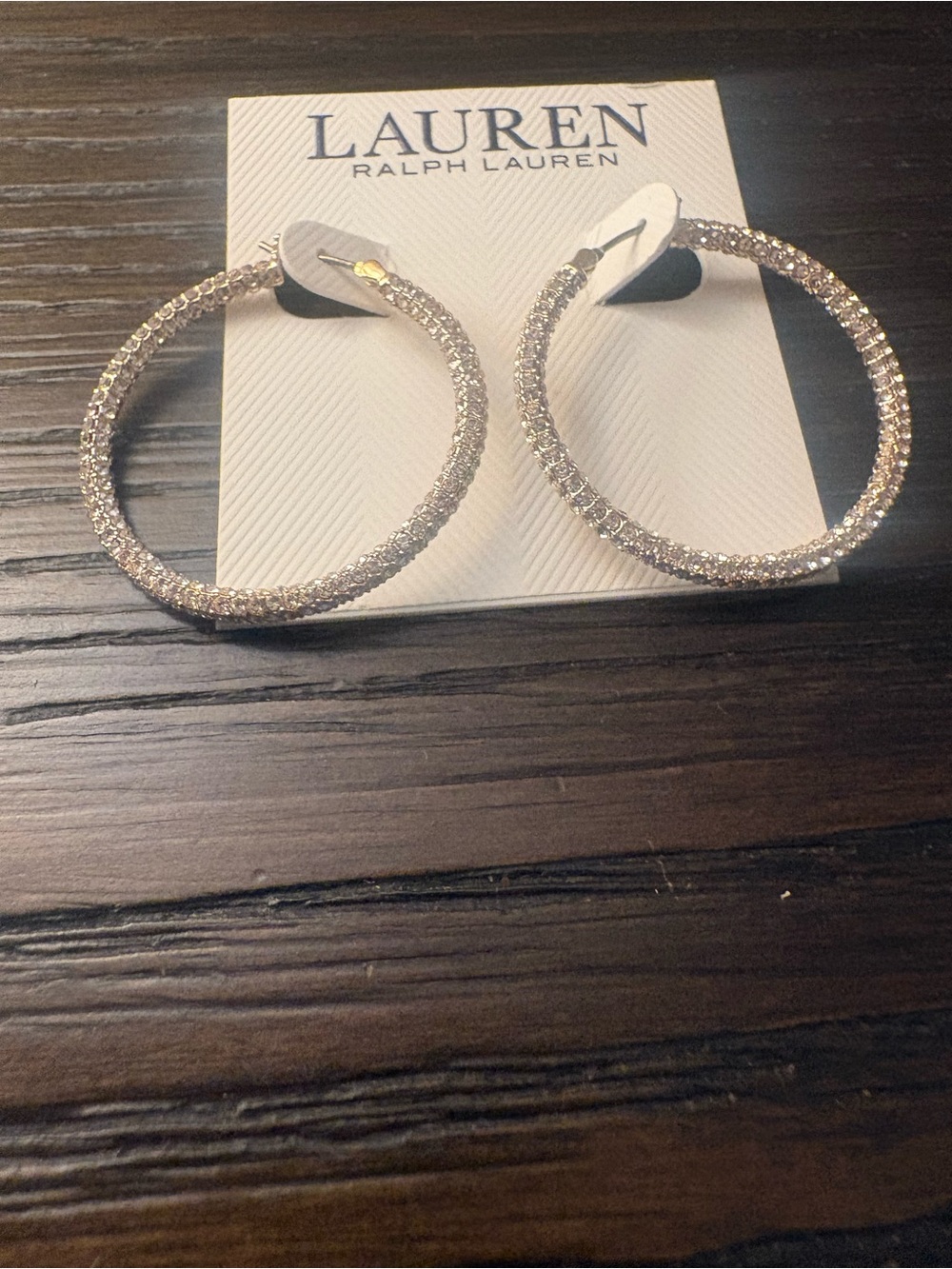 NEW Ralph Lauren Crystal Hoop Earrings - Picture 4 of 4